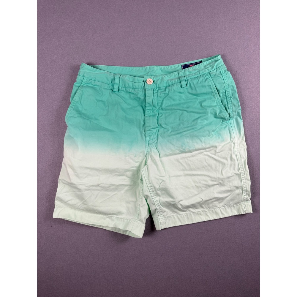 Vineyard Vines Mens 32 Breaker Shorts Green Ombre Dip Dye Cotton Twill